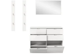 Inn.Furn Garderoben-Set 4-teilig in Weiß Hochglanz 166 cm SystemX