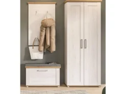 Inn.Furn Garderoben-Set 3-teilig Weiß Lärche 175 cm Landhaus-Stil Mirano* Möbelserien