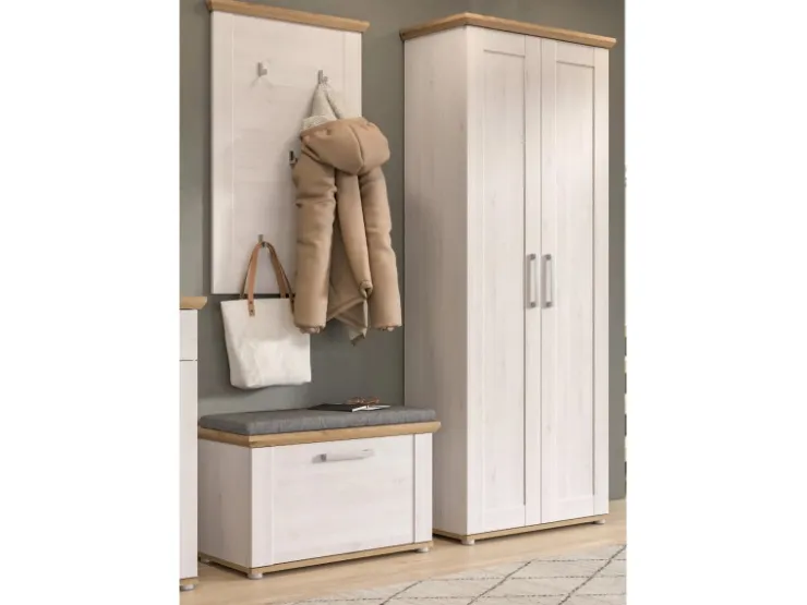 Inn.Furn Garderoben-Set 3-teilig Weiß Lärche 175 cm Landhaus-Stil Mirano* Möbelserien