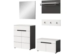 Inn.Furn Garderoben-Set 5-teilig in Weiß und Grau 175 cm Cooper