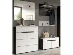Inn.Furn Garderoben-Set 5-teilig in Weiß und Grau 175 cm Cooper