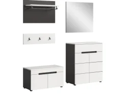 Inn.Furn Garderoben-Set 5-teilig in Weiß und Grau 175 cm Cooper