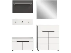 Inn.Furn Garderoben-Set 5-teilig in Weiß und Grau 175 cm Cooper