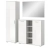 Inn.Furn Garderoben-Set 3-teilig Weiß Hochglanz 180 cm mit 13 Fächern Grazie