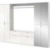 Inn.Furn Garderoben-Set 4-teilig Weiß Hochglanz 243 cm mit Spiegel SystemX* Möbelserien