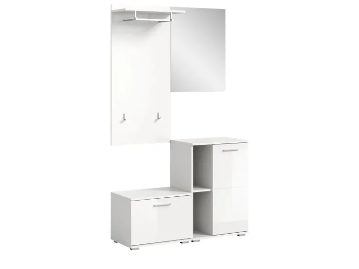 Inn.Furn Garderoben-Set 4-teilig Weiß Hochglanz 110 cm Grazie* Möbelserien