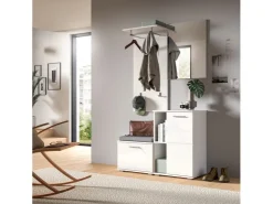 Inn.Furn Garderoben-Set 4-teilig Weiß Hochglanz 110 cm Grazie* Möbelserien