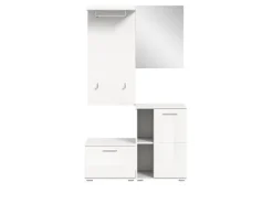 Inn.Furn Garderoben-Set 4-teilig Weiß Hochglanz 110 cm Grazie* Möbelserien