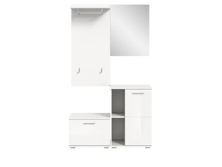Inn.Furn Garderoben-Set 4-teilig Weiß Hochglanz 110 cm Grazie* Möbelserien