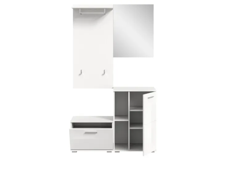 Inn.Furn Garderoben-Set 4-teilig Weiß Hochglanz 110 cm Grazie* Möbelserien