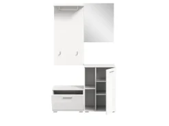Inn.Furn Garderoben-Set 4-teilig Weiß Hochglanz 110 cm Grazie* Möbelserien