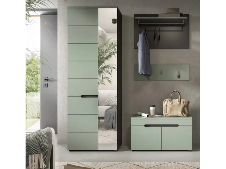 Inn.Furn Garderoben-Set 4-teilig in Salbei und Grau 160 cm Cooper
