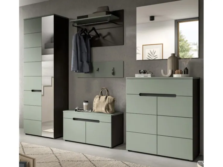 Inn.Furn Garderoben-Set 6-teilig in Salbei und Grau 255 cm Cooper