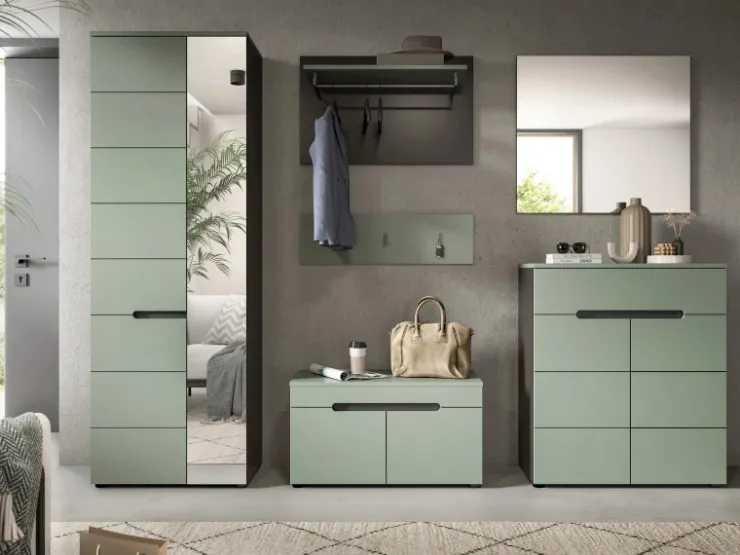 Inn.Furn Garderoben-Set 6-teilig in Salbei und Grau 255 cm Cooper