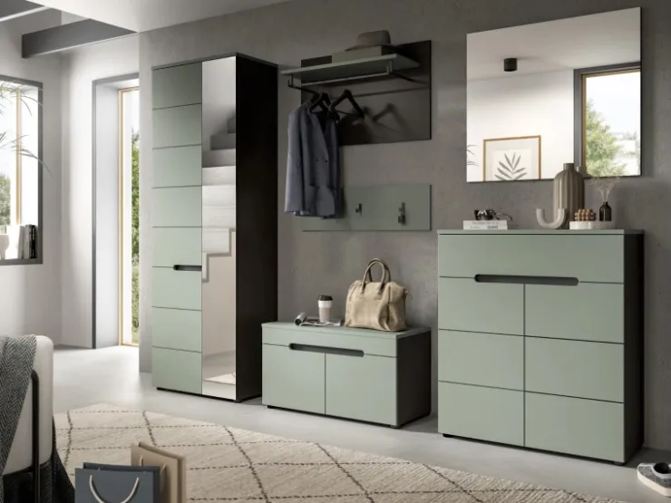 Inn.Furn Garderoben-Set 6-teilig in Salbei und Grau 255 cm Cooper