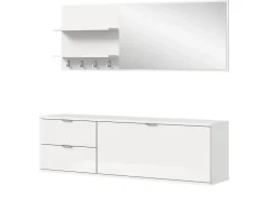 Inn.Furn Garderoben-Set 4-teilig in Weiß Hochglanz 144 cm SystemX* Möbelserien