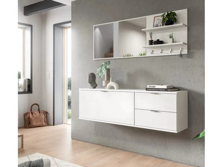 Inn.Furn Garderoben-Set 4-teilig in Weiß Hochglanz 144 cm SystemX* Möbelserien