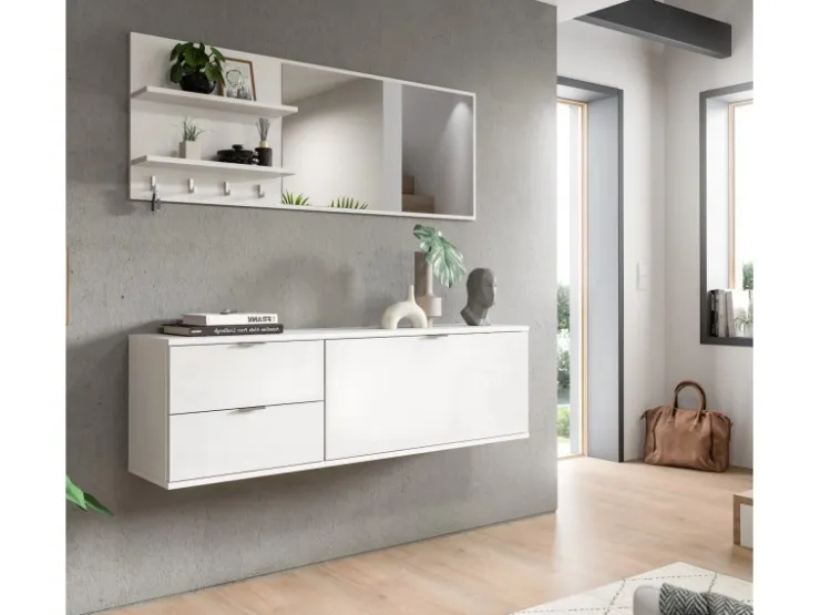 Inn.Furn Garderoben-Set 4-teilig in Weiß Hochglanz 144 cm SystemX* Möbelserien