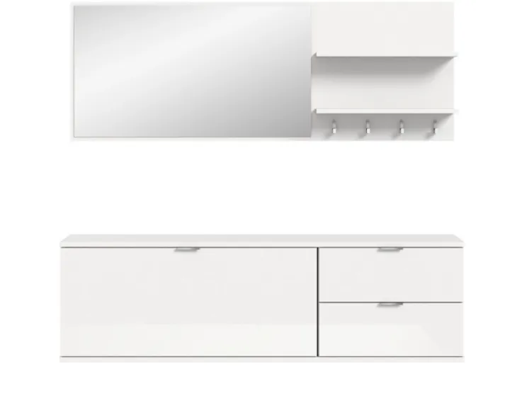 Inn.Furn Garderoben-Set 4-teilig in Weiß Hochglanz 144 cm SystemX* Möbelserien