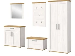 Inn.Furn Garderoben-Set 5-teilig Weiß Lärche 285 cm Landhaus-Stil Mirano