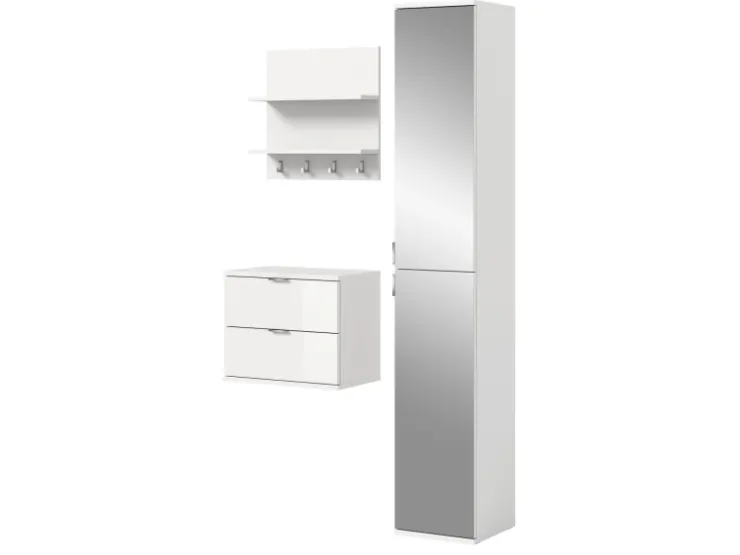 Inn.Furn Garderoben-Set 3-teilig in Weiß Hochglanz 97 cm SystemX* Möbelserien