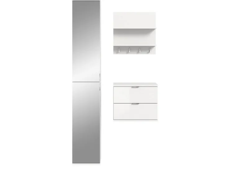 Inn.Furn Garderoben-Set 3-teilig in Weiß Hochglanz 97 cm SystemX* Möbelserien
