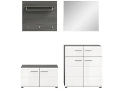 Inn.Furn Garderoben-Set 4-teilig Weiß Hochglanz Grau 175 cm Rumba* Möbelserien