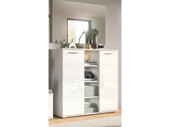 Inn.Furn Garderoben-Set 2-teilig Weiß Hochglanz 110 cm mit 10 Fächern Grazie* Möbelserien
