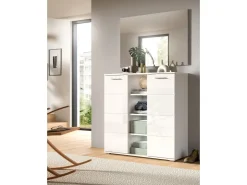 Inn.Furn Garderoben-Set 2-teilig Weiß Hochglanz 110 cm mit 10 Fächern Grazie* Möbelserien