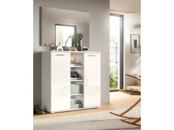 Inn.Furn Garderoben-Set 2-teilig Weiß Hochglanz 110 cm mit 10 Fächern Grazie* Möbelserien