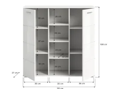 Inn.Furn Garderoben-Set 2-teilig Weiß Hochglanz 110 cm mit 10 Fächern Grazie* Möbelserien