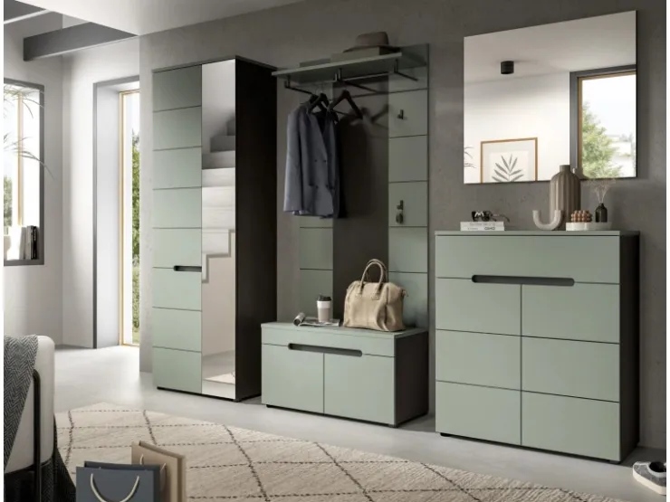 Inn.Furn Garderoben-Set 4-teilig in Salbei und Grau 175 cm Cooper