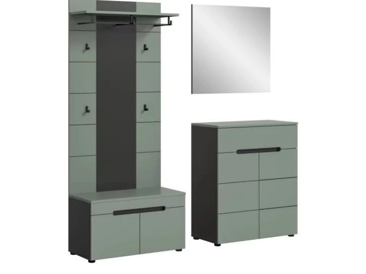 Inn.Furn Garderoben-Set 4-teilig in Salbei und Grau 175 cm Cooper