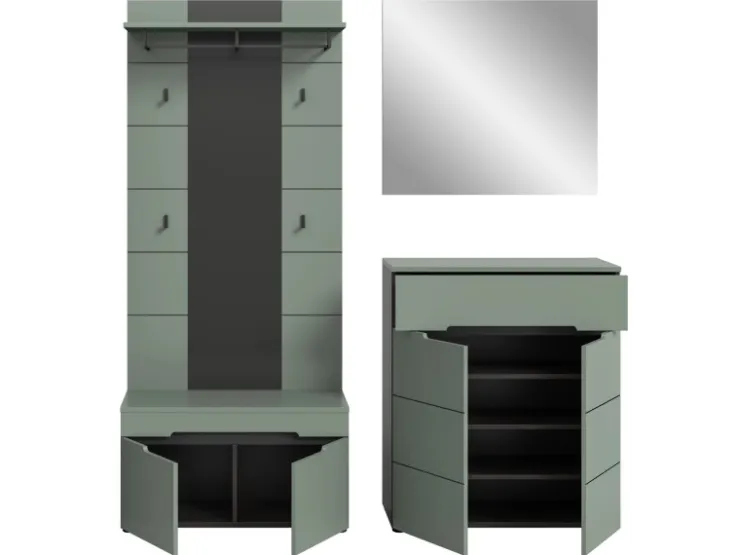 Inn.Furn Garderoben-Set 4-teilig in Salbei und Grau 175 cm Cooper