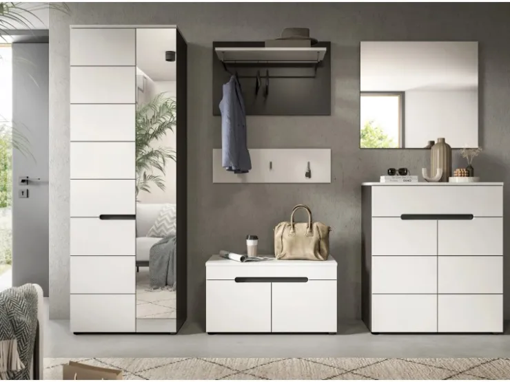 Inn.Furn Garderoben-Set 6-teilig in Weiß und Grau 255 cm Cooper* Möbelserien