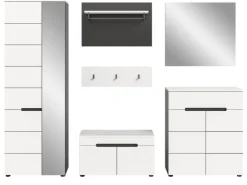 Inn.Furn Garderoben-Set 6-teilig in Weiß und Grau 255 cm Cooper* Möbelserien
