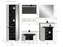Inn.Furn Garderoben-Set 6-teilig in Weiß und Grau 255 cm Cooper* Möbelserien