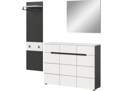 Inn.Furn Garderoben-Set 3-teilig in Weiß und Grau 180 cm Cooper