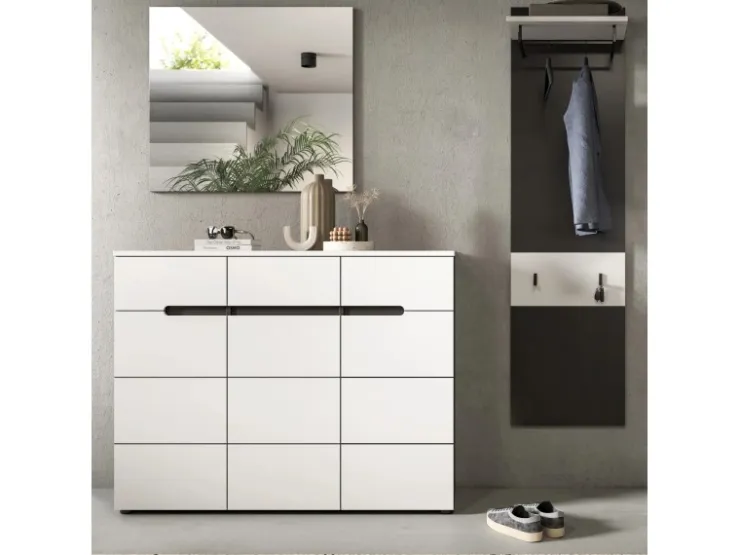 Inn.Furn Garderoben-Set 3-teilig in Weiß und Grau 180 cm Cooper
