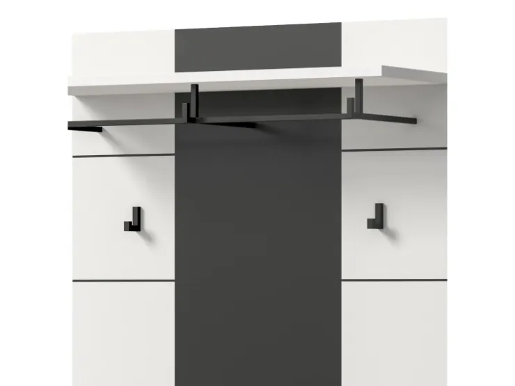 Inn.Furn Garderoben-Set 3-teilig in Weiß und Grau 160 cm Cooper