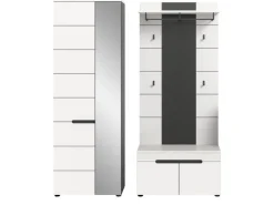Inn.Furn Garderoben-Set 3-teilig in Weiß und Grau 160 cm Cooper