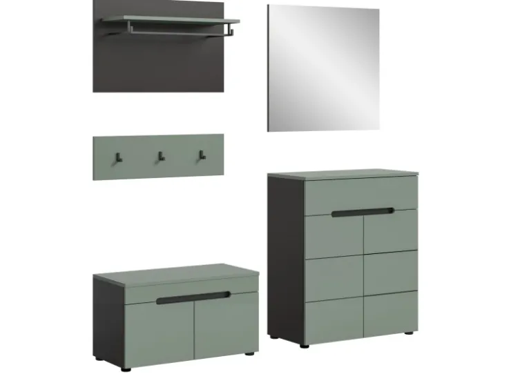 Inn.Furn Garderoben-Set 5-teilig in Salbei und Grau 175 cm Cooper