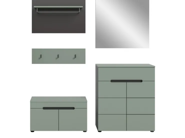 Inn.Furn Garderoben-Set 5-teilig in Salbei und Grau 175 cm Cooper