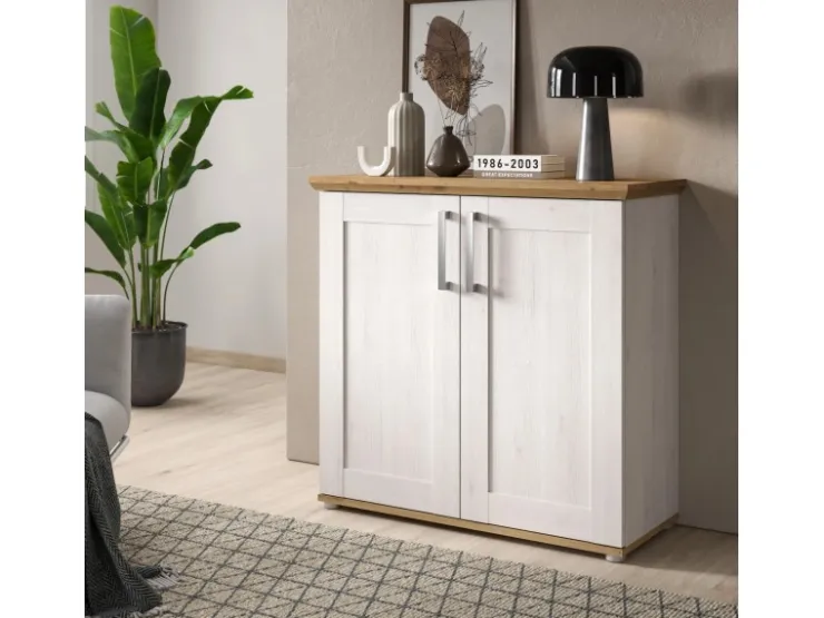 Inn.Furn Kommode Weiß Lärche Eiche Artisan 95 cm Landhaus Mirano