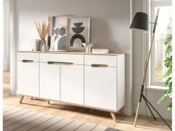 Inn.Furn Sideboard Weiß Eiche 185 cm mit Soft-Close-Funktion Hygge* Sideboards