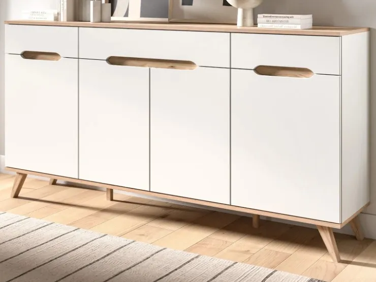 Inn.Furn Sideboard Weiß Eiche 185 cm mit Soft-Close-Funktion Hygge* Sideboards