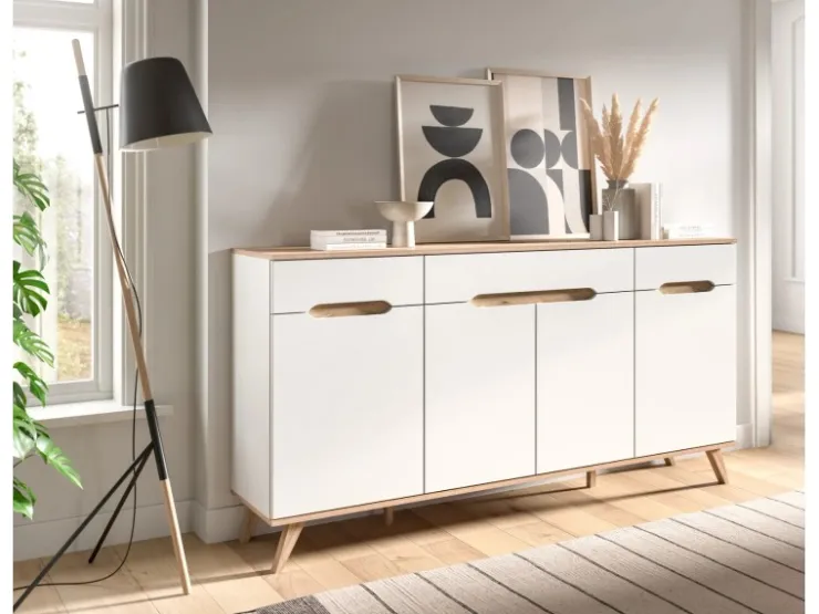 Inn.Furn Sideboard Weiß Eiche 185 cm mit Soft-Close-Funktion Hygge* Sideboards