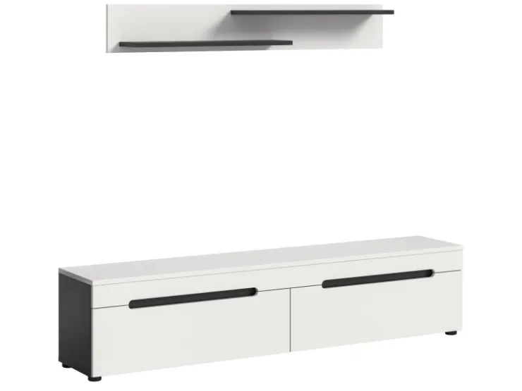 Inn.Furn TV-Lowboard und Wandboard in Weiß und Grau 170 cm Cooper