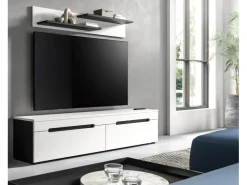 Inn.Furn TV-Lowboard und Wandboard in Weiß und Grau 170 cm Cooper
