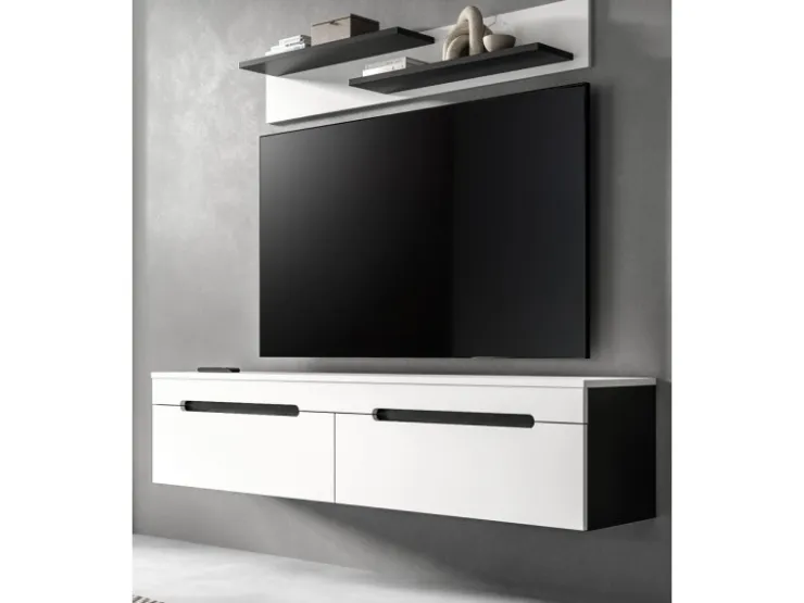 Inn.Furn TV-Lowboard und Wandboard in Weiß und Grau 170 cm Cooper